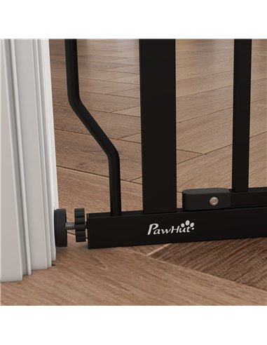 PawHut Extra Wide Dog Safety Gate, with Door Pressure, for Doorways, Hallways, Staircases - Black