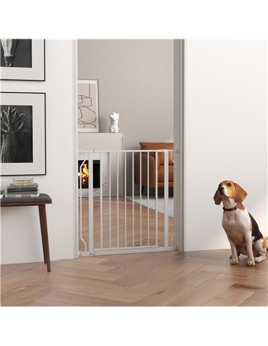 PawHut Extra Wide Dog Safety Gate, with Door Pressure, for Doorways, Hallways, Staircases - White