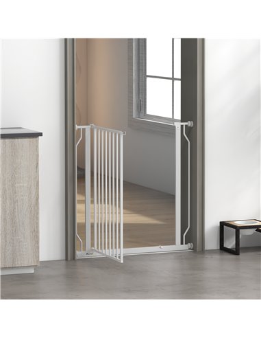 PawHut Extra Wide Dog Safety Gate, with Door Pressure, for Doorways, Hallways, Staircases - White