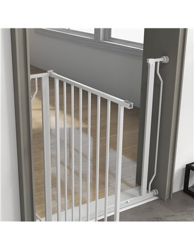 PawHut Extra Wide Dog Safety Gate, with Door Pressure, for Doorways, Hallways, Staircases - White
