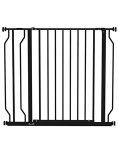 PawHut Wide Dog Safety Gate, with Door Pressure, for Doorways, Hallways, Staircases - Black