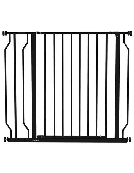 PawHut Wide Dog Safety Gate, with Door Pressure, for Doorways, Hallways, Staircases - Black - pic 143651 | FastDaddyshop