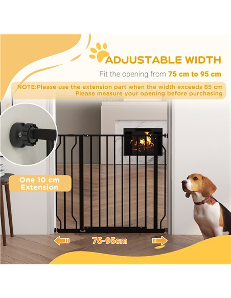 PawHut Wide Dog Safety Gate, with Door Pressure, for Doorways, Hallways, Staircases - Black - pic 143655 | FastDaddyshop