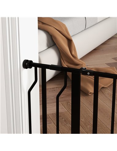 PawHut Wide Dog Safety Gate, with Door Pressure, for Doorways, Hallways, Staircases - Black