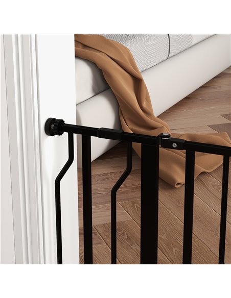 PawHut Wide Dog Safety Gate, with Door Pressure, for Doorways, Hallways, Staircases - Black - pic 143658 | FastDaddyshop