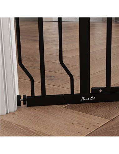 PawHut Wide Dog Safety Gate, with Door Pressure, for Doorways, Hallways, Staircases - Black