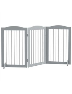 PawHut Foldable Dog Gate, Freestanding Pet Gate, with Two Support Feet, for Staircases, Hallways, Doorways - Grey
