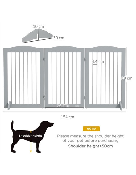 PawHut Foldable Dog Gate, Freestanding Pet Gate, with Two Support Feet, for Staircases, Hallways, Doorways - Grey - pic 143671 | FastDaddyshop