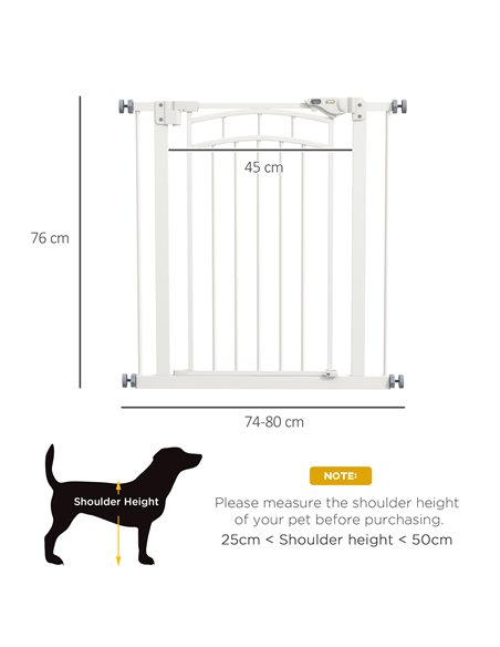 PawHut Pressure Fit Stair Gate, Dog Gate w/ Auto Closing Door, for Small, Medium Dog, Easy Installation, for 74-80cm Opening - pic 143680 | FastDaddyshop