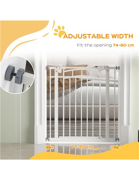 PawHut Pressure Fit Stair Gate, Dog Gate w/ Auto Closing Door, for Small, Medium Dog, Easy Installation, for 74-80cm Opening - pic 143684 | FastDaddyshop