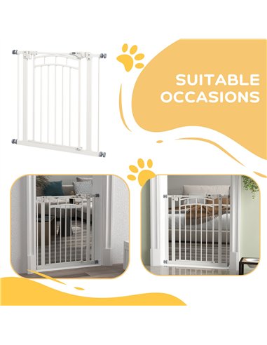 PawHut Pressure Fit Stair Gate, Dog Gate w/ Auto Closing Door, for Small, Medium Dog, Easy Installation, for 74-80cm Opening