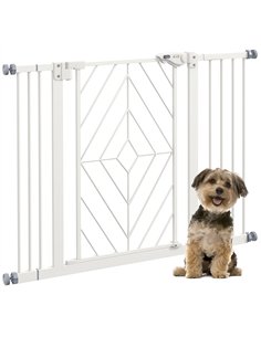PawHut Pressure Fit Stair Gate Dog Gate w/ Auto Closing Door, Double Locking, Easy Installation, for 74-100cm Openings - White