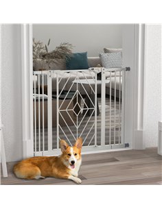 PawHut Pressure Fit Stair Gate Dog Gate w/ Auto Closing Door, Double Locking, Easy Installation, for 74-100cm Openings - White 2