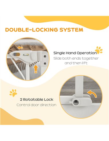 PawHut Pressure Fit Stair Gate Dog Gate w/ Auto Closing Door, Double Locking, Easy Installation, for 74-100cm Openings - White