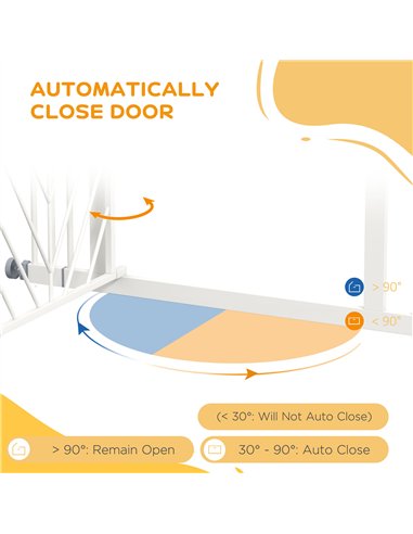 PawHut Pressure Fit Stair Gate Dog Gate w/ Auto Closing Door, Double Locking, Easy Installation, for 74-100cm Openings - White