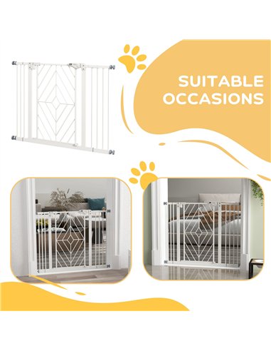PawHut Pressure Fit Stair Gate Dog Gate w/ Auto Closing Door, Double Locking, Easy Installation, for 74-100cm Openings - White