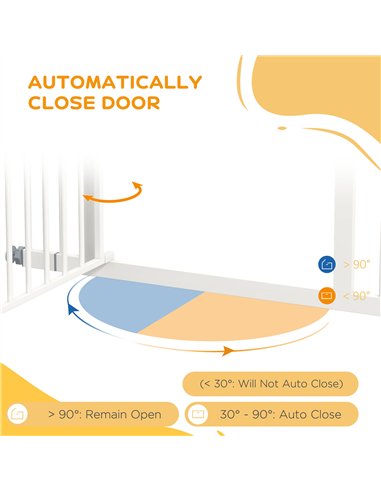PawHut Pressure Fit Stair Gate, Dog Gate w/ Auto Closing Door for Small, Medium Dog, Easy Installation, for Width 74 to 100cm