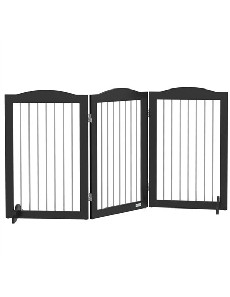 PawHut Foldable Dog Gate, Freestanding Pet Gate, with Two Support Feet, for Staircases, Hallways, Doorways - Black - pic 143705 | FastDaddyshop