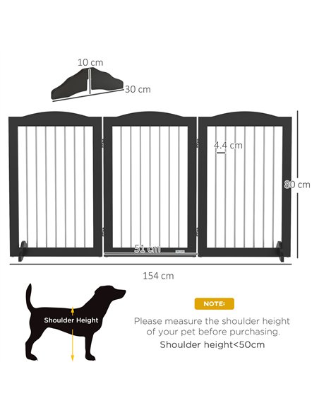 PawHut Foldable Dog Gate, Freestanding Pet Gate, with Two Support Feet, for Staircases, Hallways, Doorways - Black - pic 143707 | FastDaddyshop