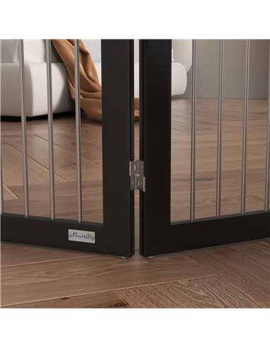 PawHut Foldable Dog Gate, Freestanding Pet Gate, with Two Support Feet, for Staircases, Hallways, Doorways - Black