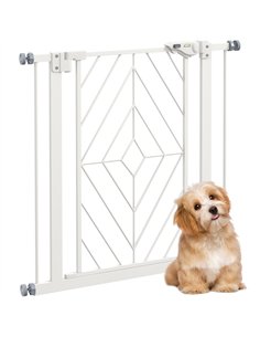 PawHut Pressure Fit Stair Gate, Dog Gate, with Auto Closing Door, Double Locking, Easy Installation, Openings 74-80cm - White