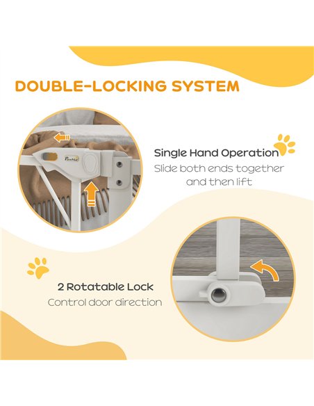 PawHut Pressure Fit Stair Gate, Dog Gate, with Auto Closing Door, Double Locking, Easy Installation, Openings 74-80cm - White - pic 143718 | FastDaddyshop