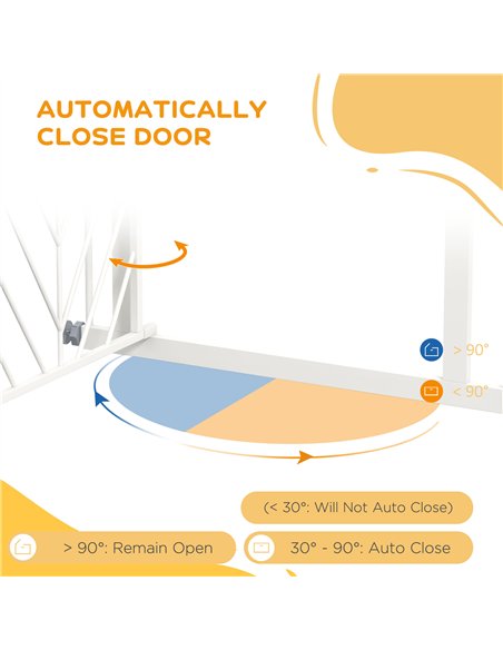 PawHut Pressure Fit Stair Gate, Dog Gate, with Auto Closing Door, Double Locking, Easy Installation, Openings 74-80cm - White - pic 143719 | FastDaddyshop