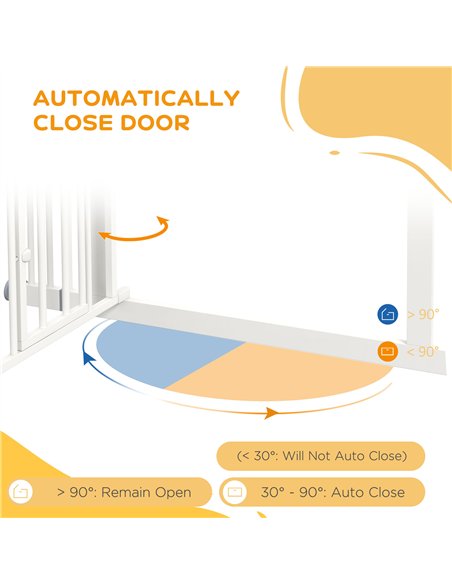 PawHut Pressure Fit Stair Dog Gate w/ Small Cat Door, Automatic Closing Door, Double Locking, for 74-100cm Openings - White - pic 143737 | FastDaddyshop