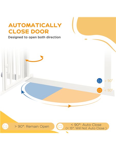PawHut Extra Tall Pet Gate, Indoor Dog Safety Gate, with Cat Flap, Auto Close, 74-101cm Wide - White - pic 143754 | FastDaddyshop
