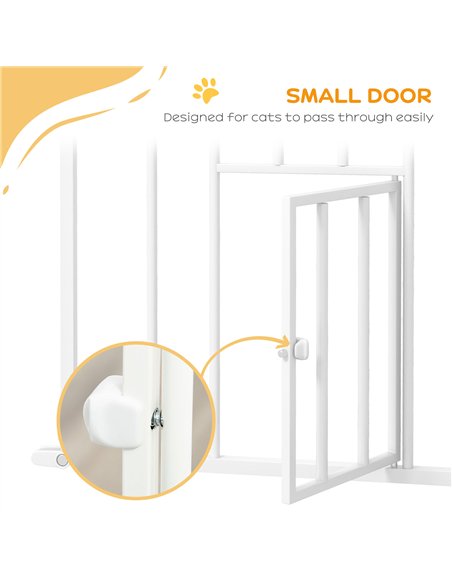 PawHut Extra Tall Pet Gate, Indoor Dog Safety Gate, with Cat Flap, Auto Close, 74-101cm Wide - White - pic 143756 | FastDaddyshop