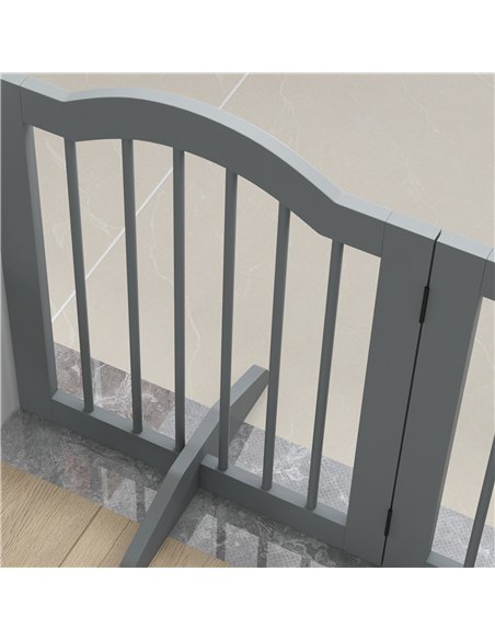 PawHut 3 Panels Dog Gate w/ Support Feet Fence Safety Barrier Freestanding Wood Light Grey - pic 143767 | FastDaddyshop