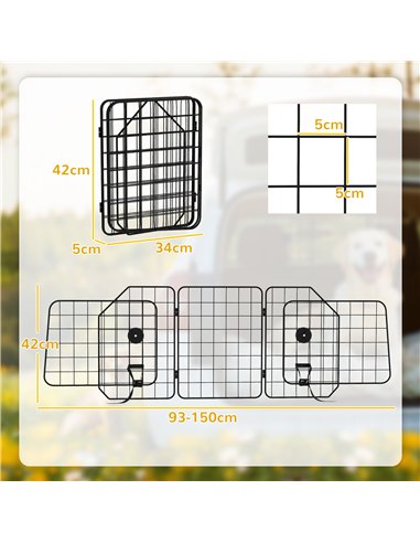 PawHut Dog Guard for Cars, Vans, Vehicles, with 93-150cm Adjustable Width