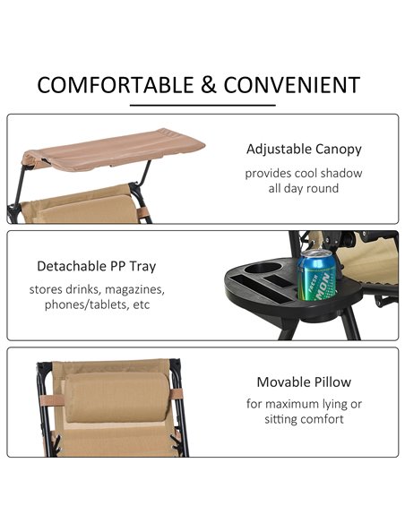 Outsunny Garden Rocking Chair Folding Recliner Outdoor Adjustable Sun Lounger Rocker Zero-Gravity Seat with Headrest Side Holder - pic 14379 | FastDaddyshop