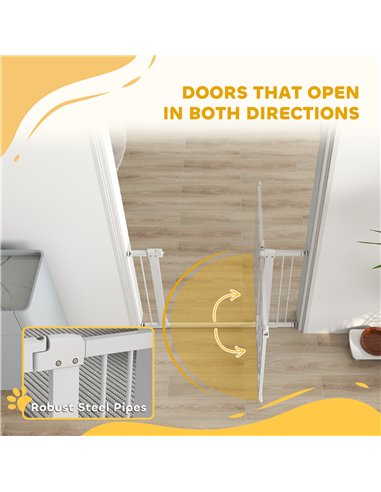 PawHut 77cm Tall Dog Gate with Cat Door, 7cm and 14cm Extensions, for Stairs, Doorways, 76-104cm Width