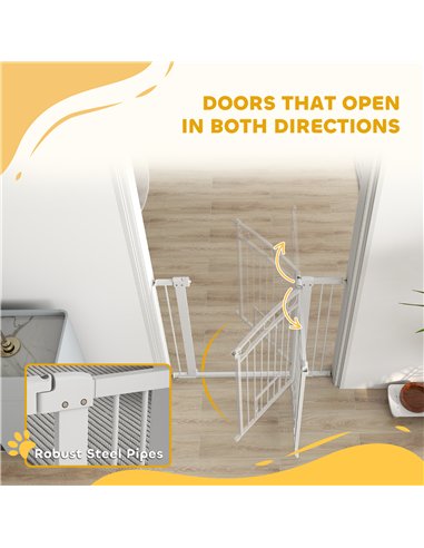 PawHut 96cm Tall Dog Gate with Cat Door, 7cm and 14cm Extensions, for Stairs, Doorways, 76-104cm Width