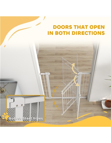 PawHut 96cm Tall Dog Gate with Cat Door, 7cm and 14cm Extensions, for Stairs, Doorways, 76-104cm Width - pic 143802 | FastDaddyshop