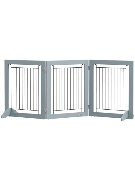 PawHut Foldable Pet Gate, with Three Panels & Two Support Feet - Grey - pic 143804 | FastDaddyshop