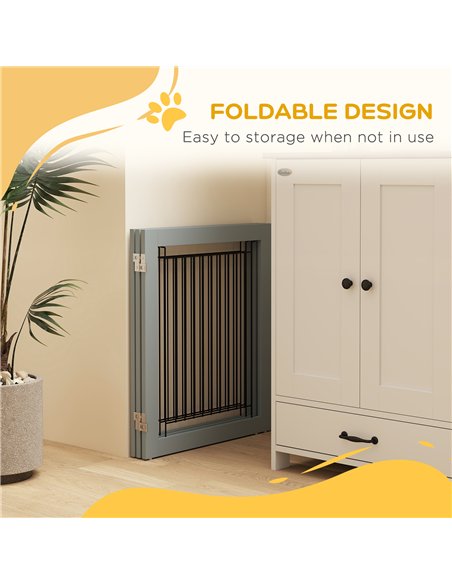 PawHut Foldable Pet Gate, with Three Panels & Two Support Feet - Grey - pic 143808 | FastDaddyshop