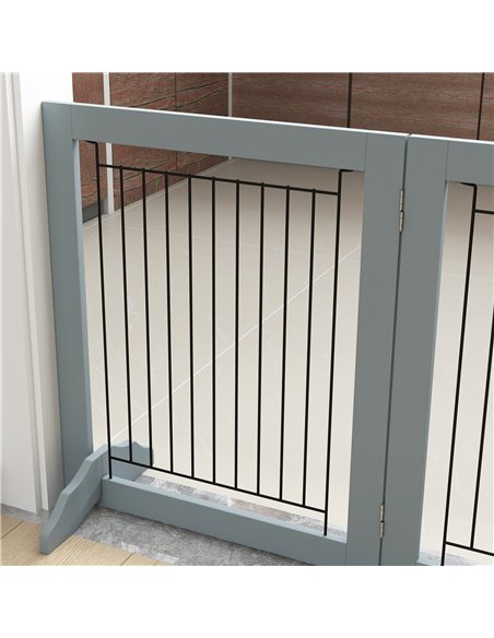 PawHut Foldable Pet Gate, with Three Panels & Two Support Feet - Grey - pic 143811 | FastDaddyshop