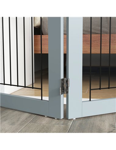 PawHut Foldable Pet Gate, with Three Panels & Two Support Feet - Grey