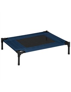 PawHut Raised Dog Bed Cat Elevated Lifted Puppy Pet Elevated Cot Portable Camping Basket – Blue (Medium)