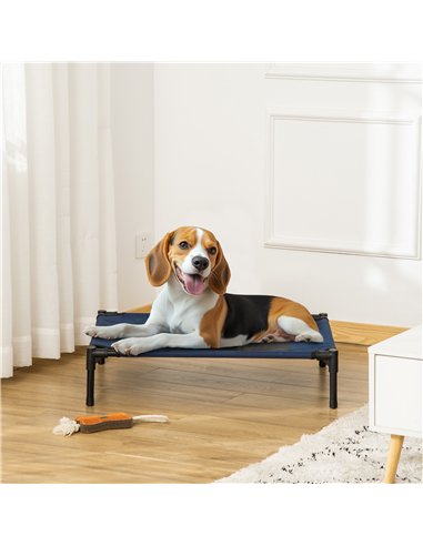 PawHut Raised Dog Bed Cat Elevated Lifted Puppy Pet Elevated Cot Portable Camping Basket – Blue (Medium)