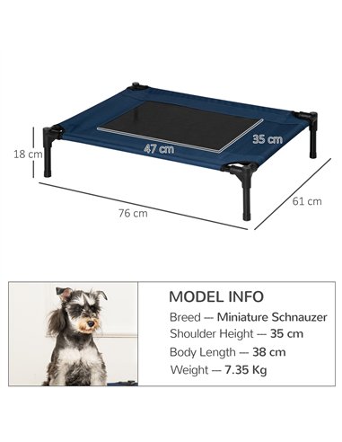 PawHut Raised Dog Bed Cat Elevated Lifted Puppy Pet Elevated Cot Portable Camping Basket – Blue (Medium)
