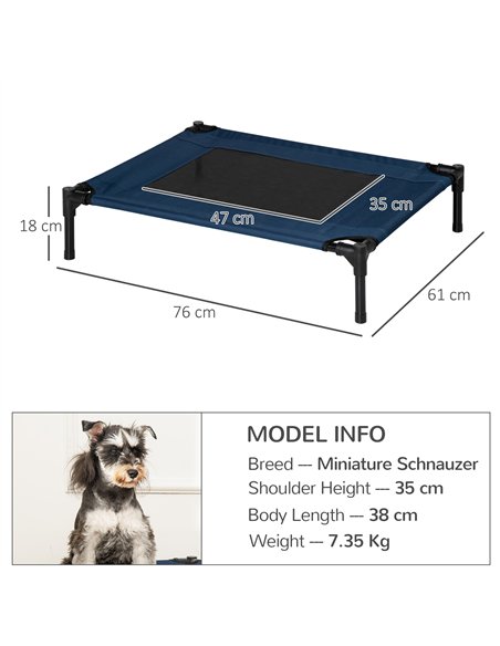 PawHut Raised Dog Bed Cat Elevated Lifted Puppy Pet Elevated Cot Portable Camping Basket – Blue (Medium) - pic 143824 | FastDaddyshop