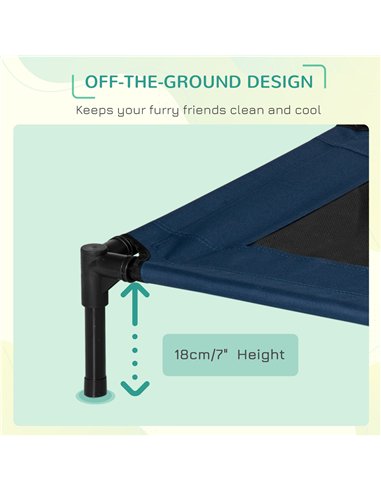 PawHut Raised Dog Bed Cat Elevated Lifted Puppy Pet Elevated Cot Portable Camping Basket – Blue (Medium)