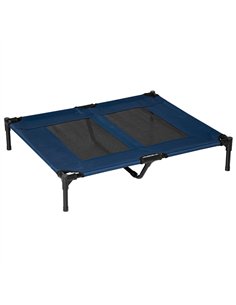 PawHut Raised Dog Bed Cat Elevated Lifted Puppy Pet Elevated Cot Portable Camping Basket – Blue (Large)