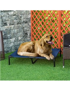PawHut Raised Dog Bed Cat Elevated Lifted Puppy Pet Elevated Cot Portable Camping Basket – Blue (Large) 2