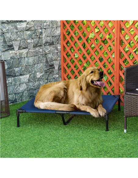 PawHut Raised Dog Bed Cat Elevated Lifted Puppy Pet Elevated Cot Portable Camping Basket – Blue (Large) - pic 143832 | FastDaddyshop