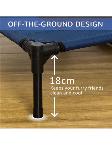 PawHut Raised Dog Bed Cat Elevated Lifted Puppy Pet Elevated Cot Portable Camping Basket – Blue (Large)