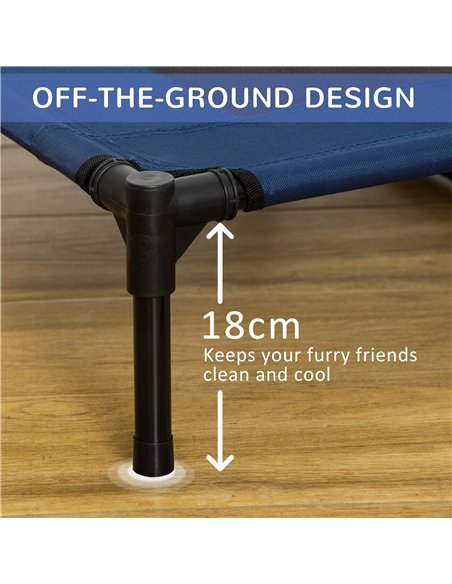 PawHut Raised Dog Bed Cat Elevated Lifted Puppy Pet Elevated Cot Portable Camping Basket – Blue (Large) - pic 143838 | FastDaddyshop